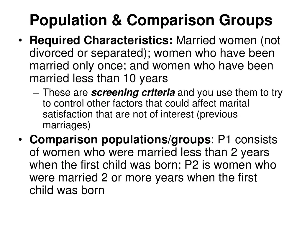 population comparison groups required