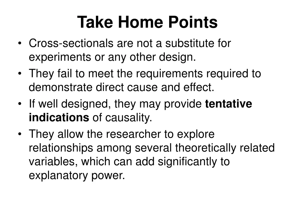 take home points cross sectionals