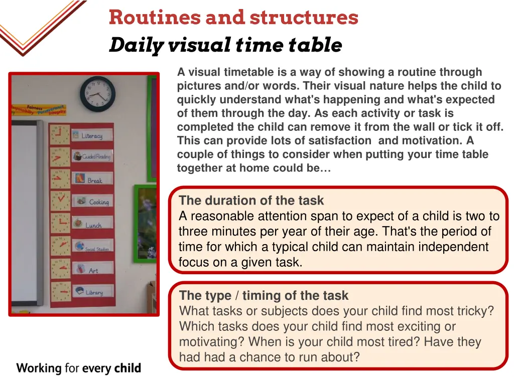 routines and structures daily visual time table