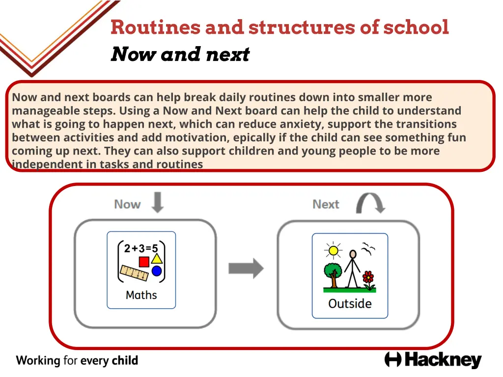 routines and structures of school now and next