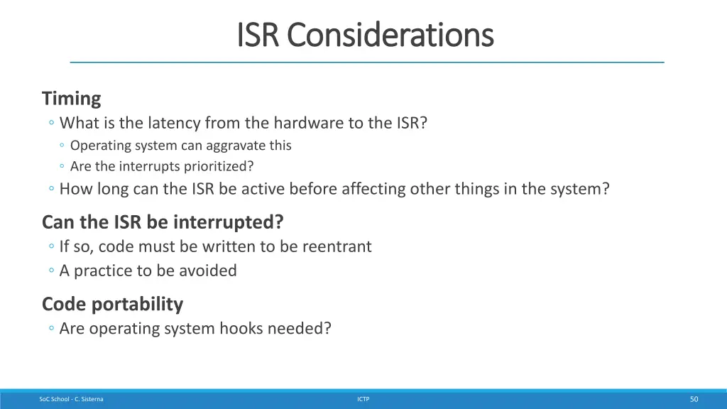 isr considerations isr considerations