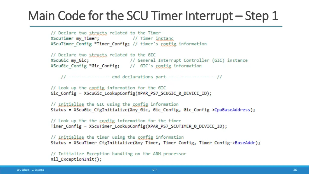 main code for the scu timer interrupt main code