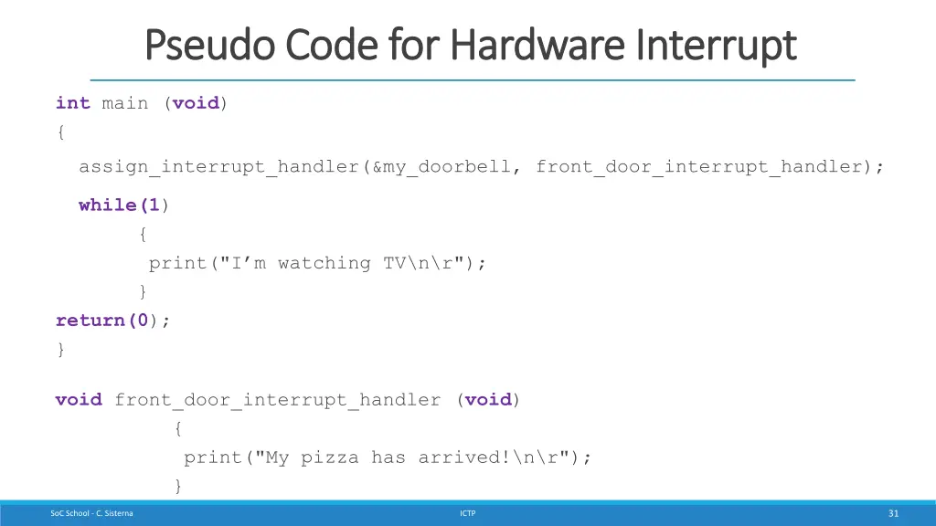 pseudo code for hardware interrupt pseudo code