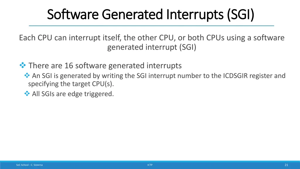 software generated interrupts sgi software