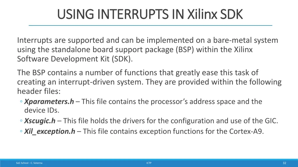 using interrupts in using interrupts in xilinx sdk