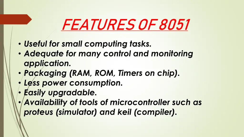 features of 8051