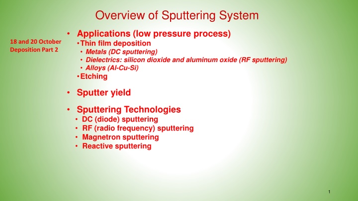 overview of sputtering system