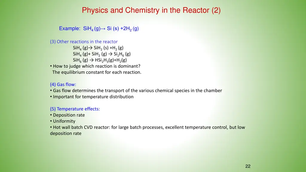 physics and chemistry in the reactor 2