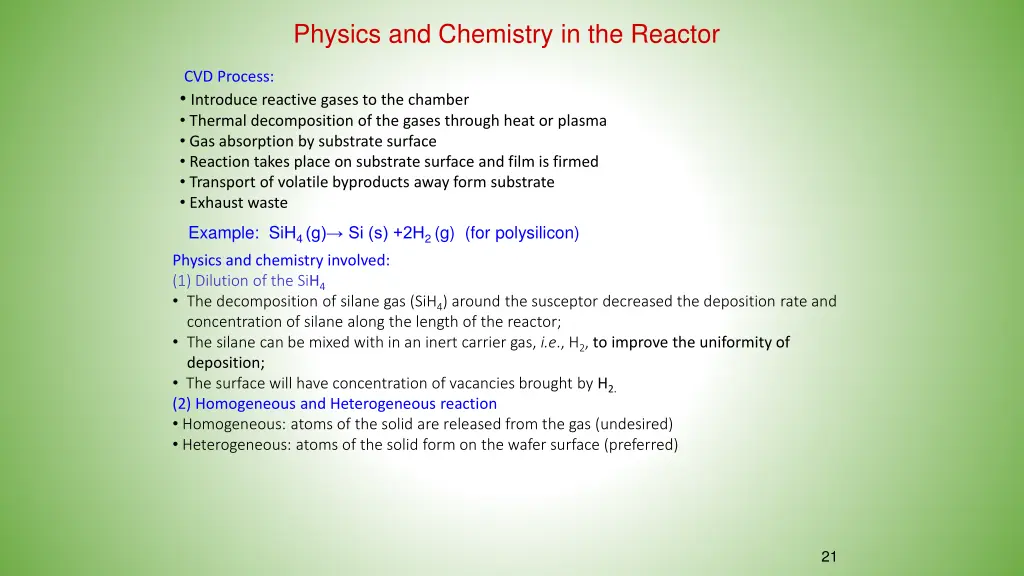 physics and chemistry in the reactor