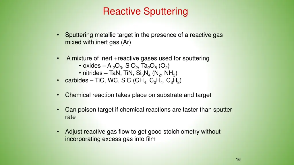 reactive sputtering