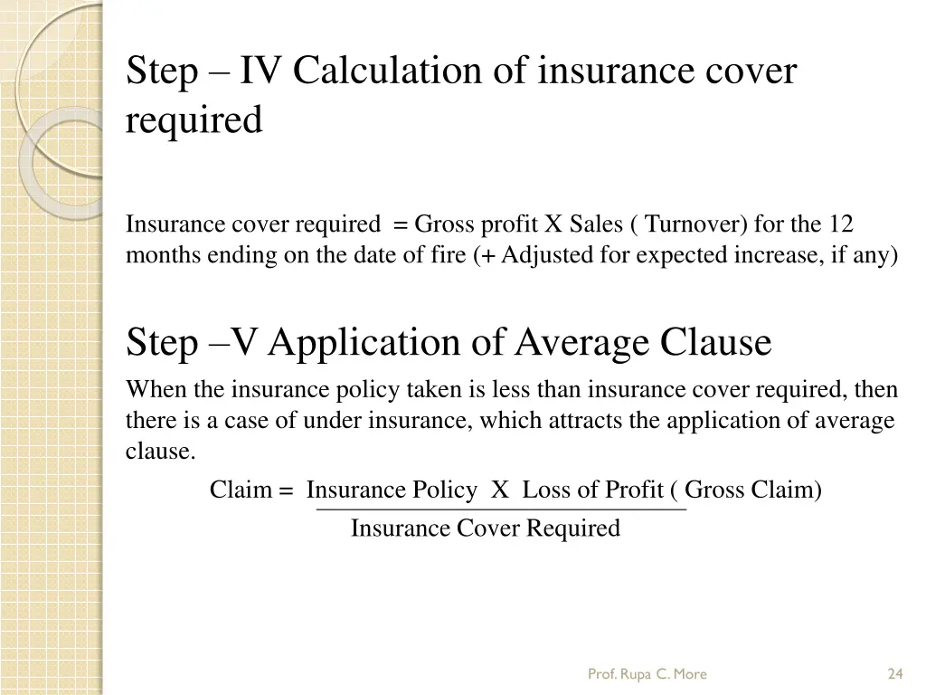 step iv calculation of insurance cover required