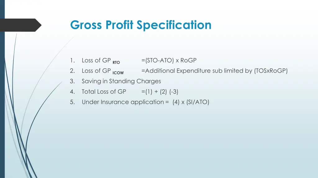 gross profit specification