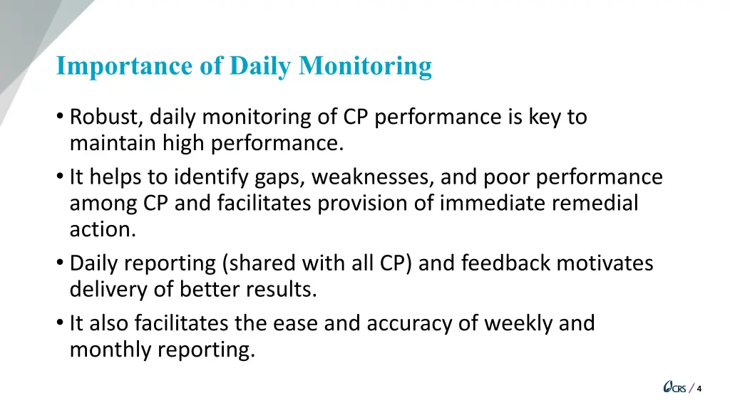 importance of daily monitoring