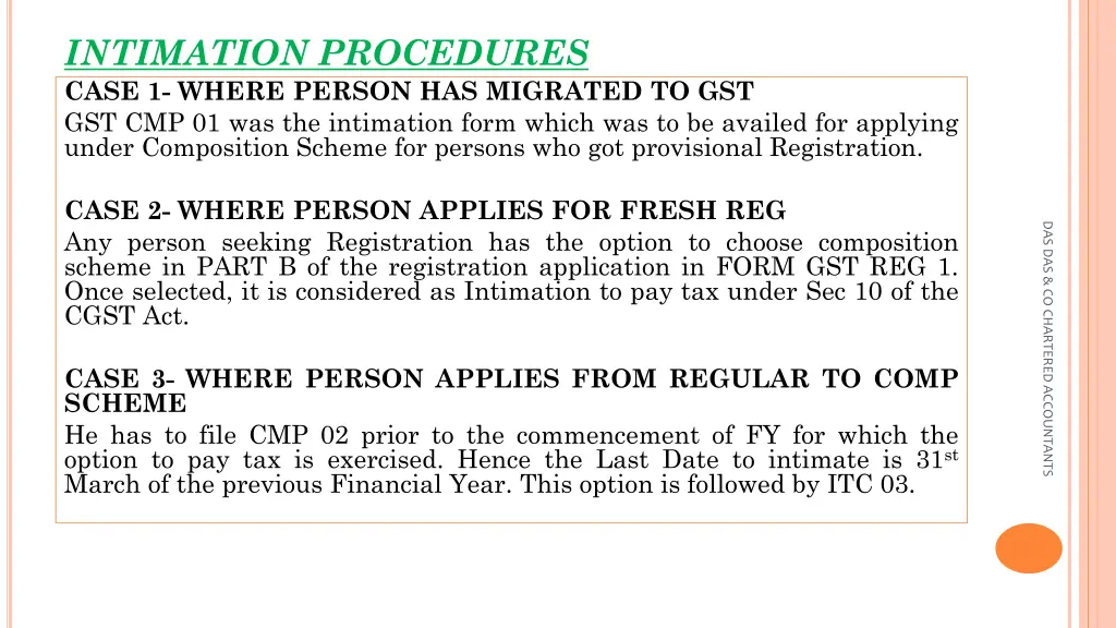 intimation procedures case 1 where person