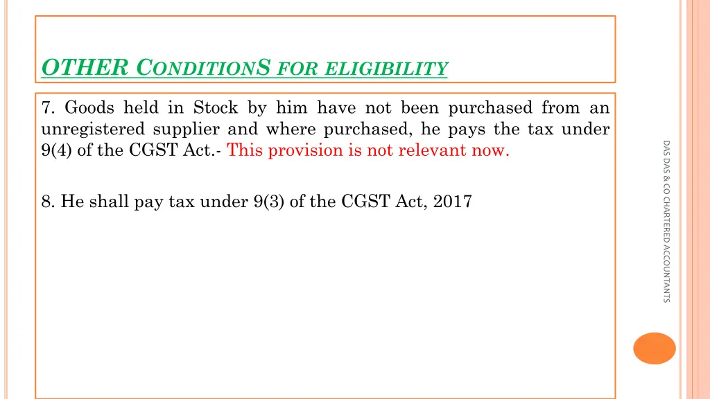 other c ondition s for eligibility 1