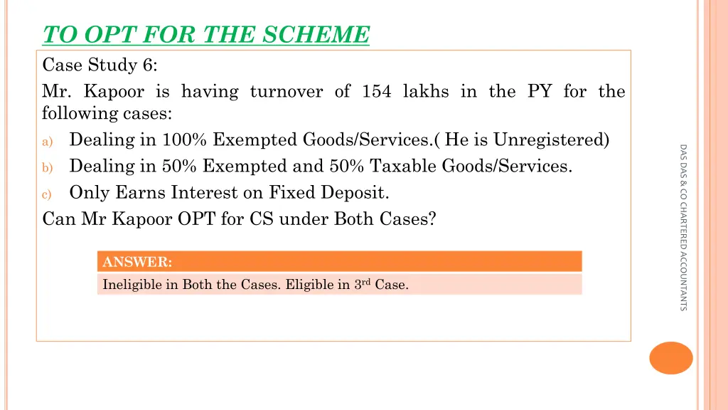 to opt for the scheme case study 6 mr kapoor