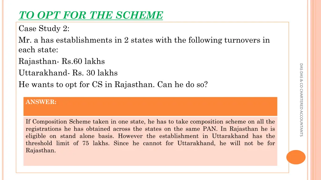 to opt for the scheme case study