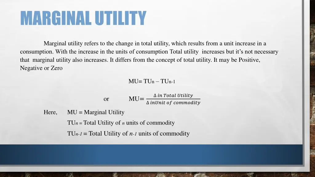 marginal utility