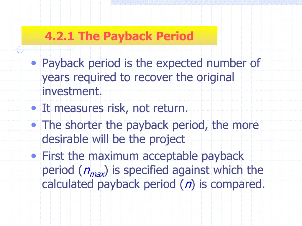 4 2 1 the payback period