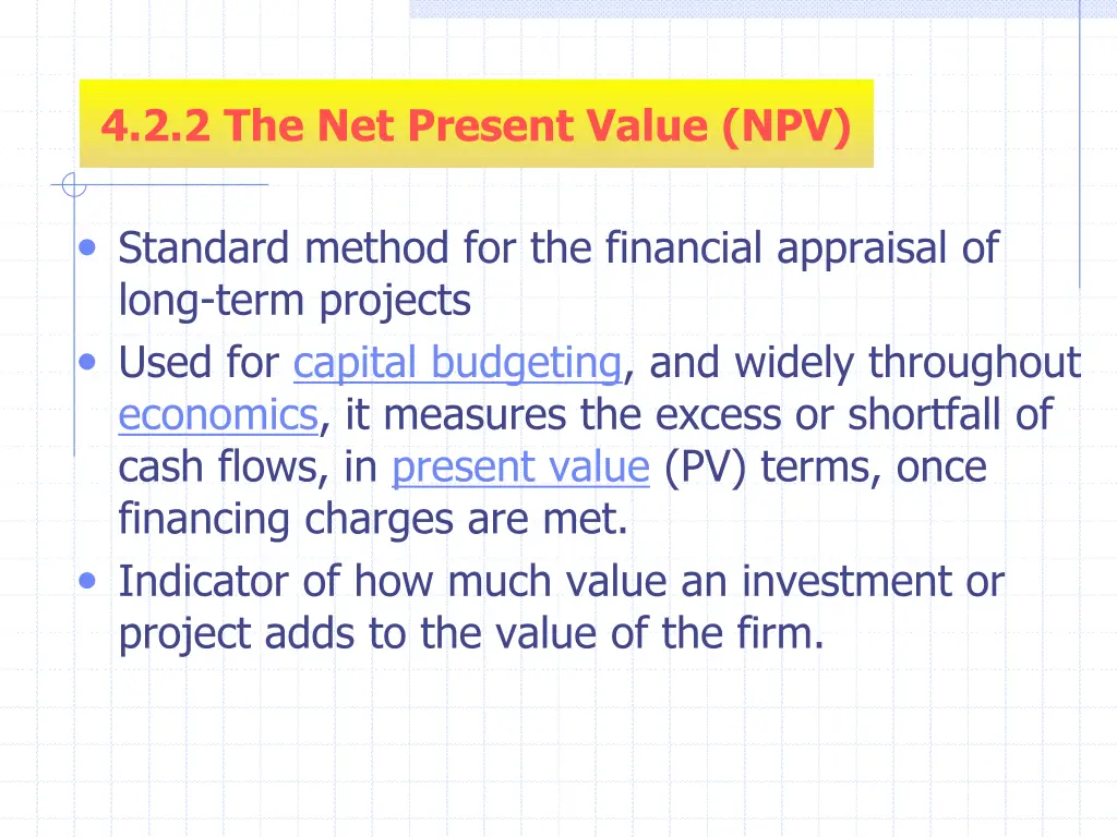 4 2 2 the net present value npv