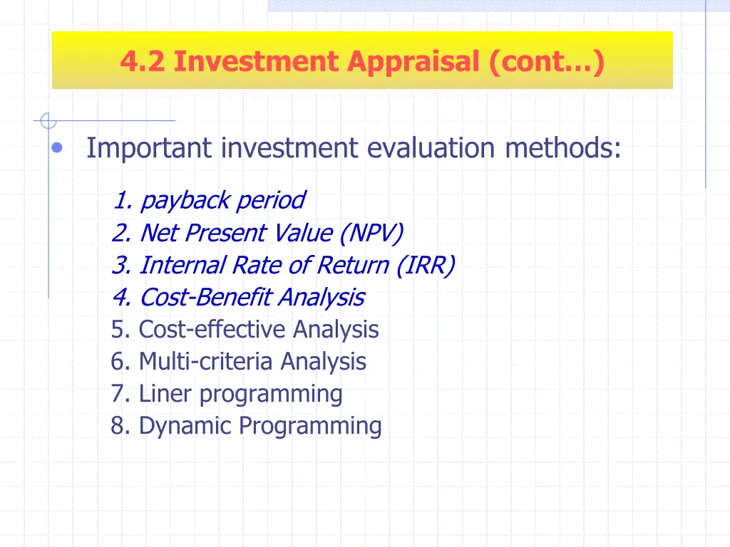 4 2 investment appraisal cont