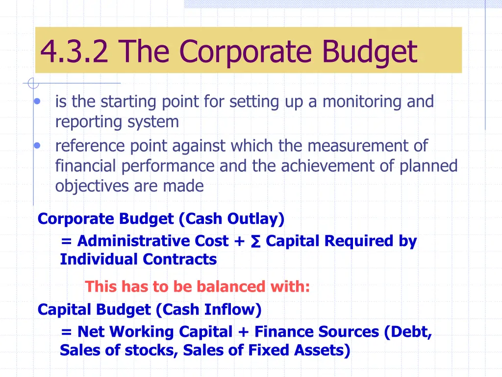 4 3 2 the corporate budget