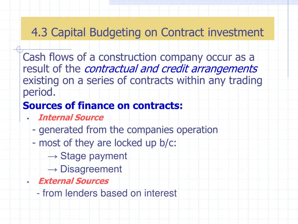 4 3 capital budgeting on contract investment