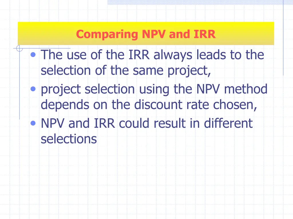 comparing npv and irr