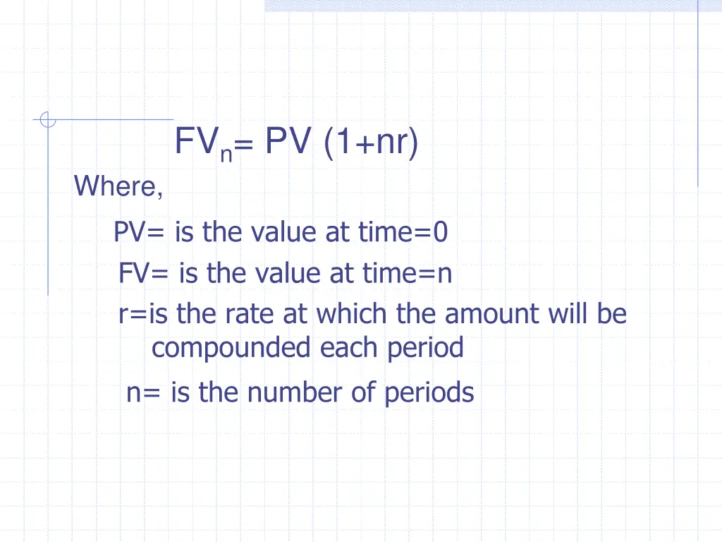 fv n pv 1 nr