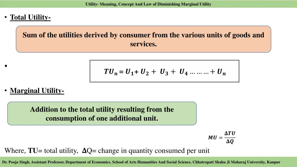 utility meaning concept and law of diminishing 1