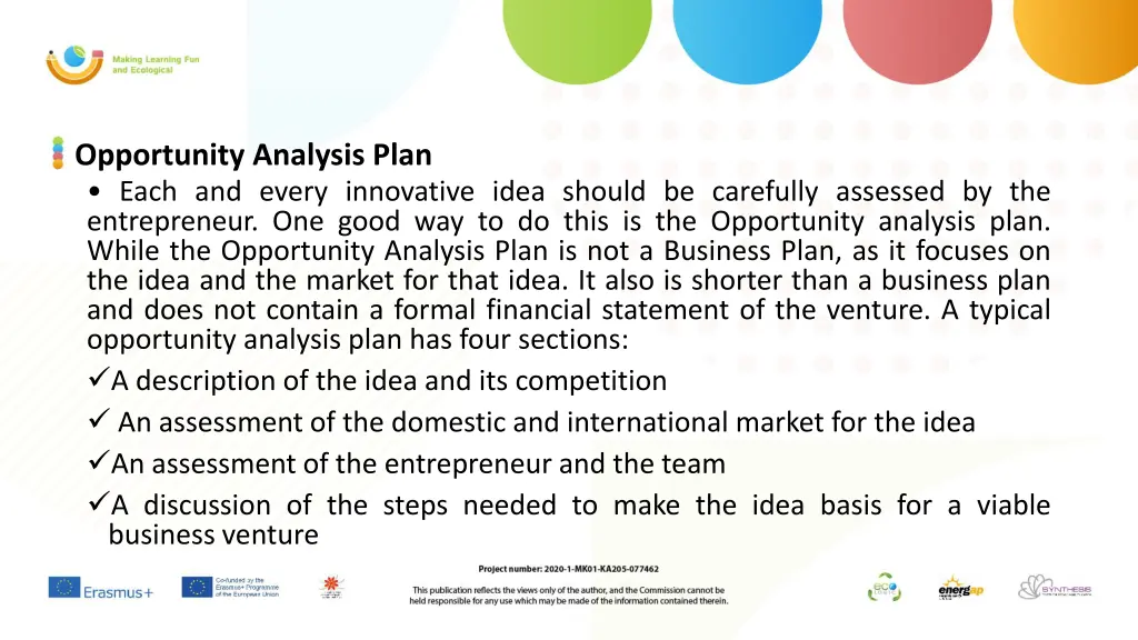 opportunity analysis plan each and every