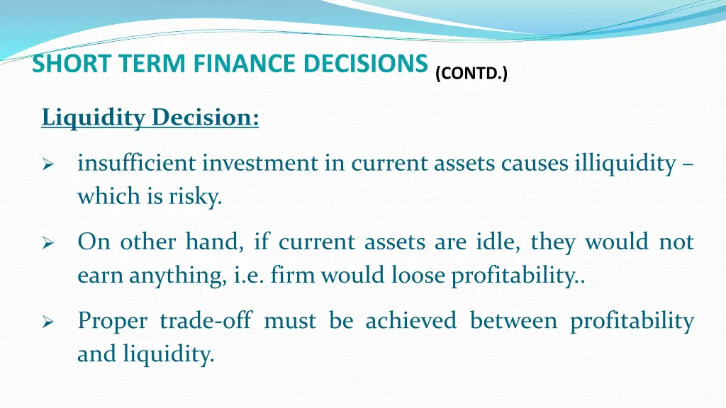 short term finance decisions contd 1