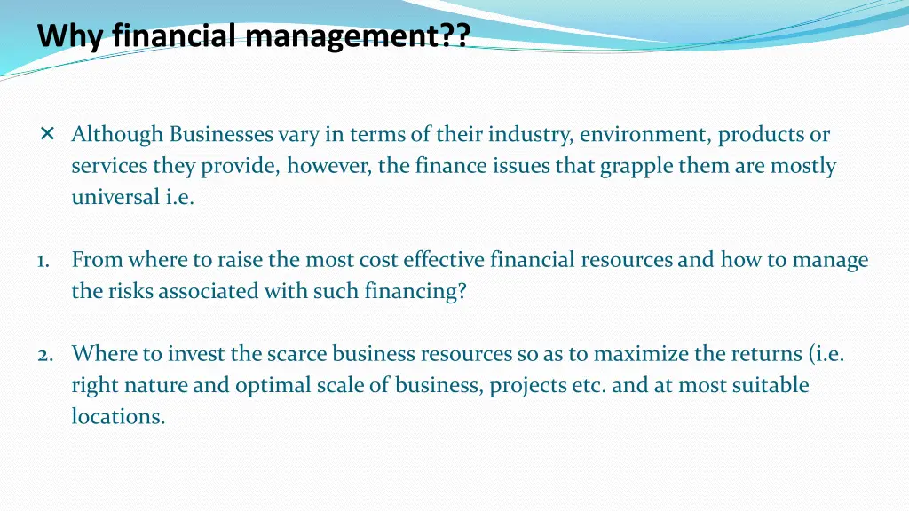 why financial management