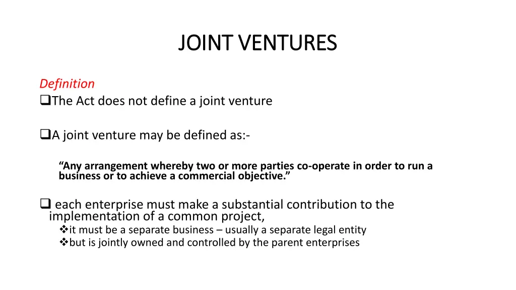 joint ventures joint ventures