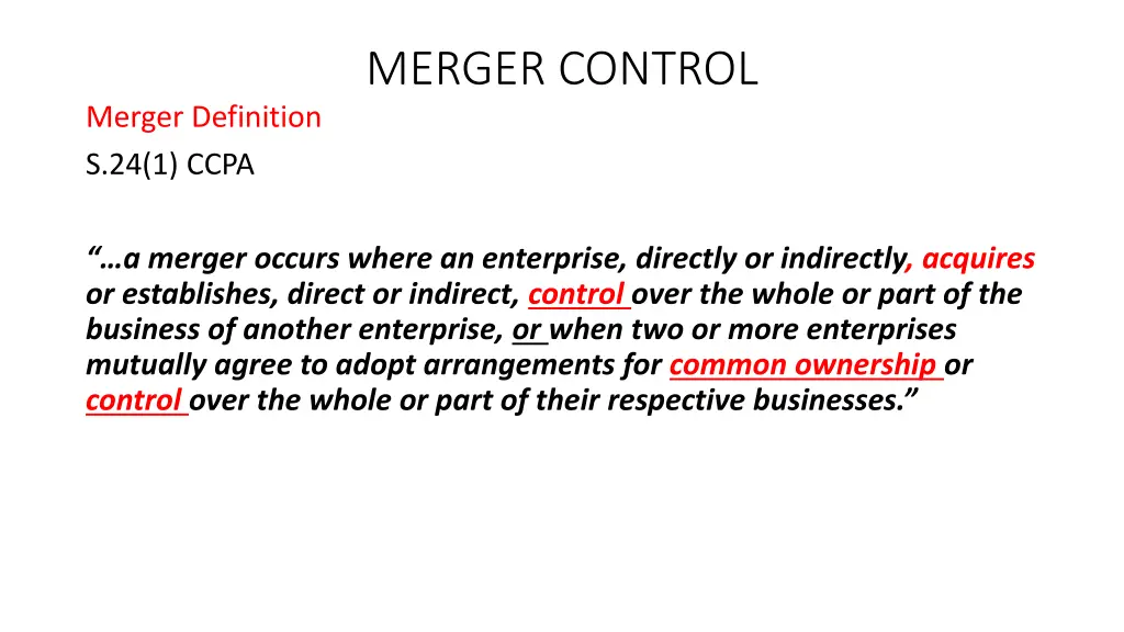 merger control 1