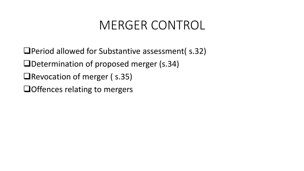 merger control 10