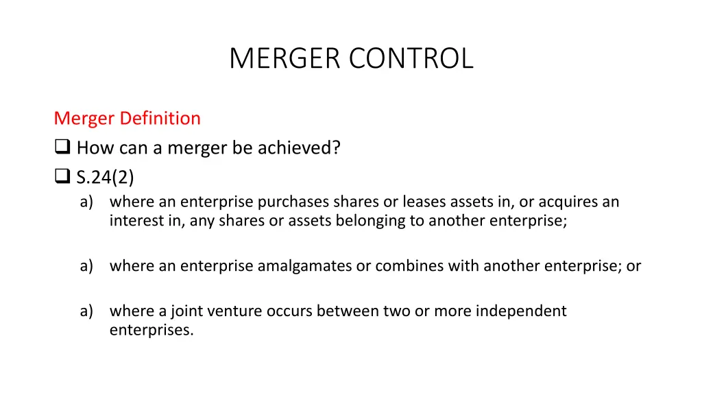 merger control 2