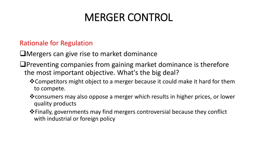 merger control merger control