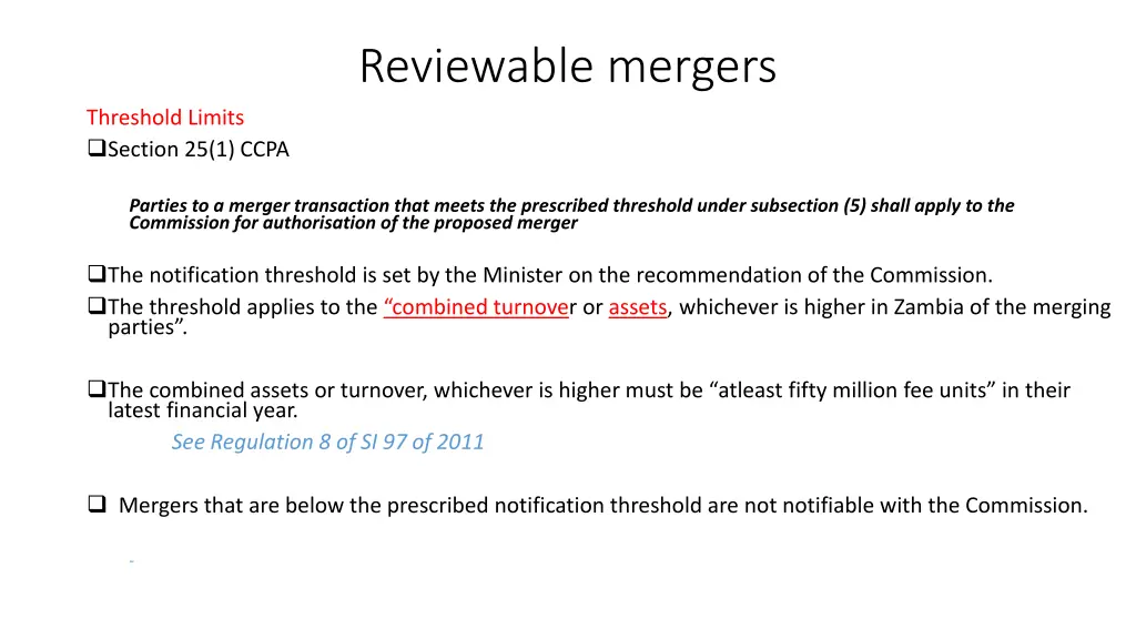 reviewable mergers 1