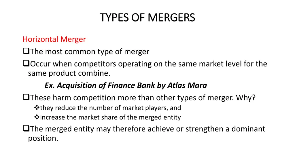 types of mergers types of mergers