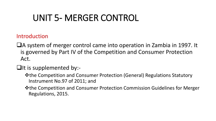 unit 5 unit 5 merger control merger control