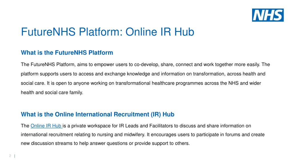 futurenhs platform online ir hub