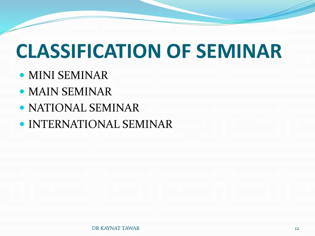 classification of seminar