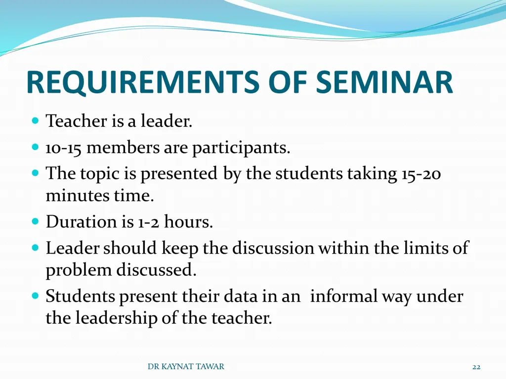 requirements of seminar