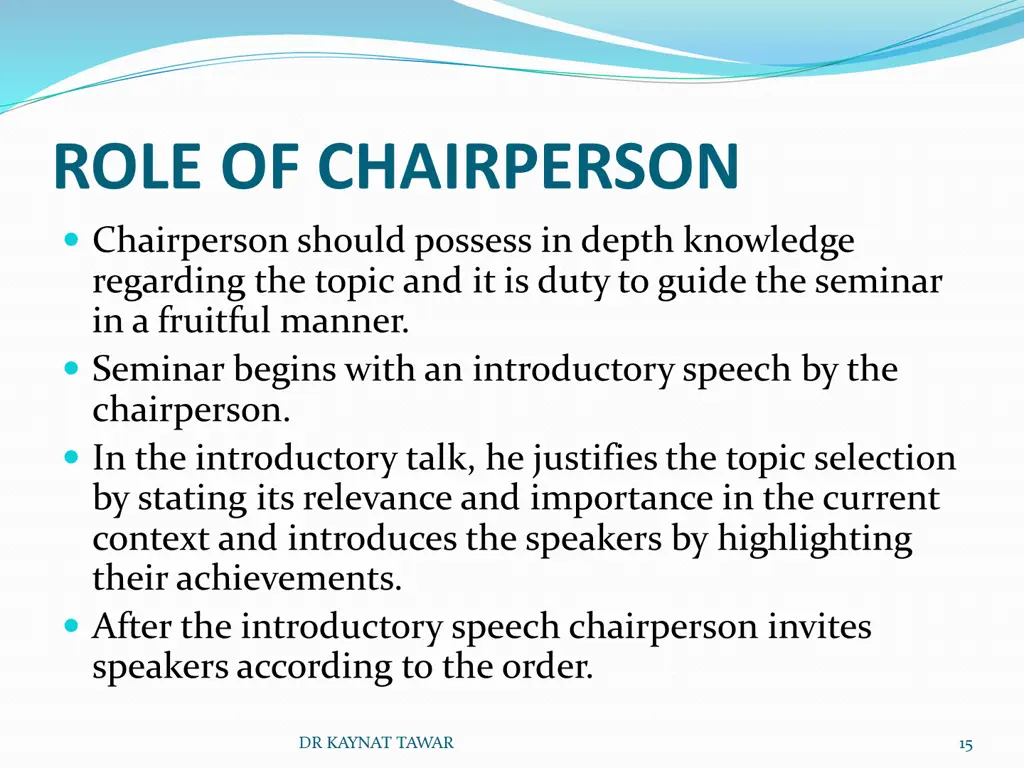 role of chairperson chairperson should possess