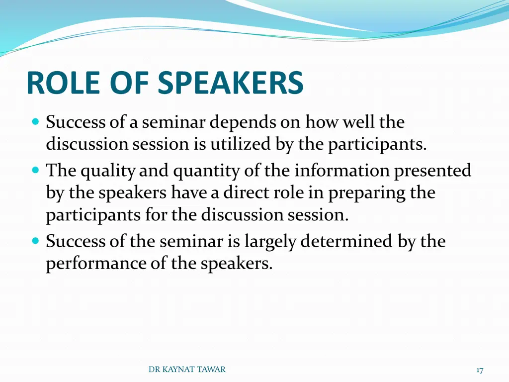 role of speakers