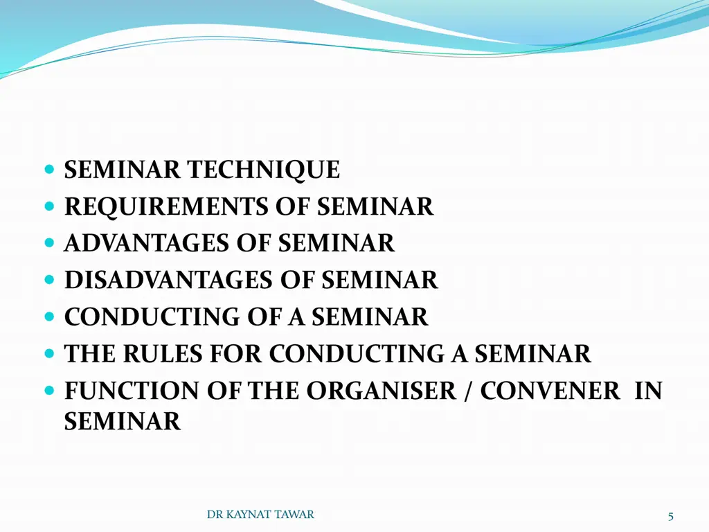 seminar technique requirements of seminar