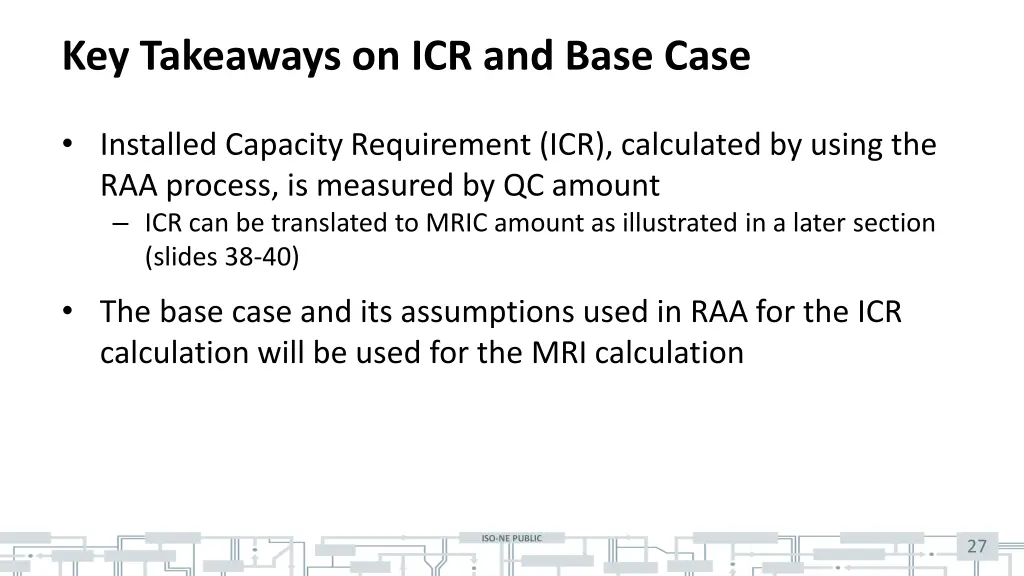 key takeaways on icr and base case