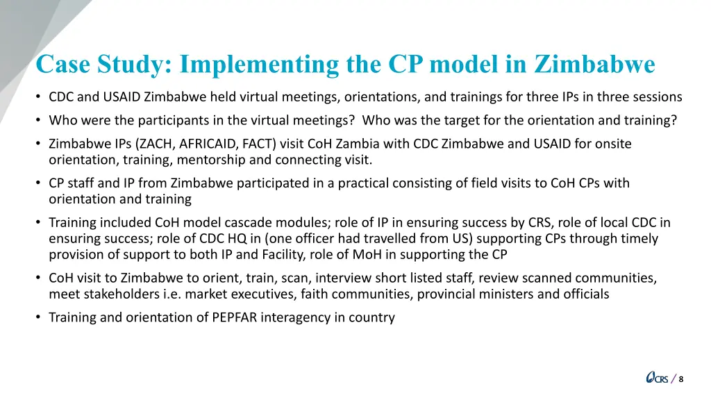 case study implementing the cp model in zimbabwe