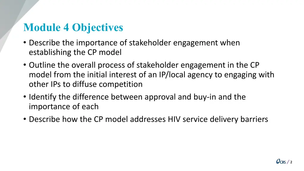 module 4 objectives